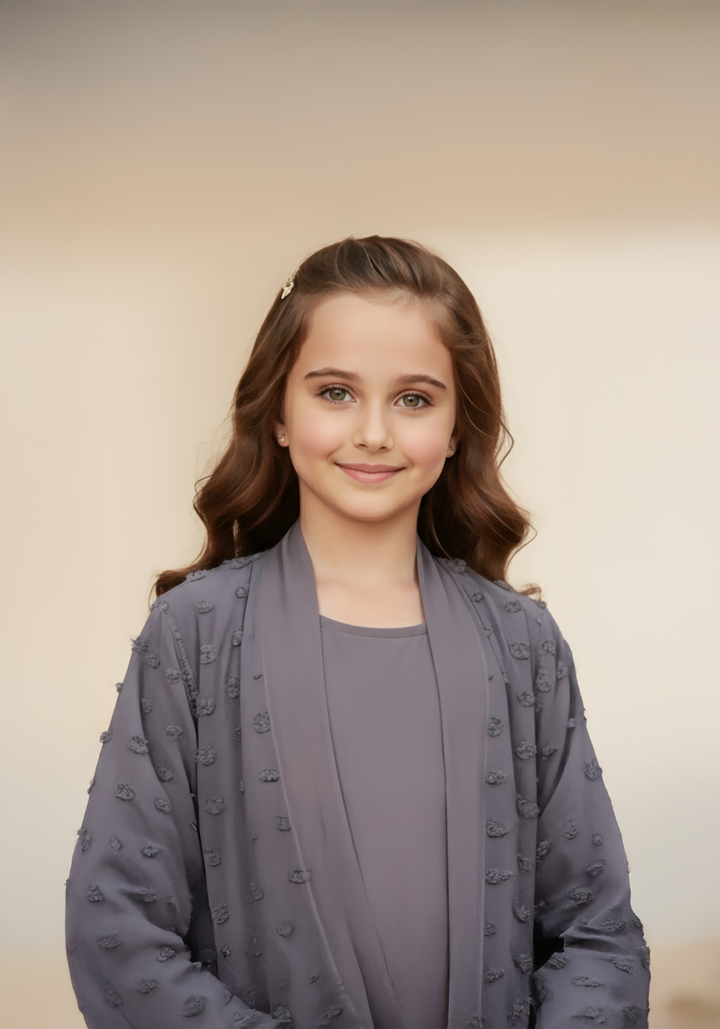 Kids Double Layered Grey Abaya