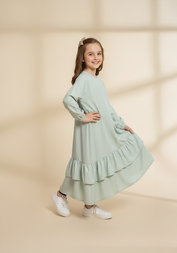 Frill Abaya Olive Green