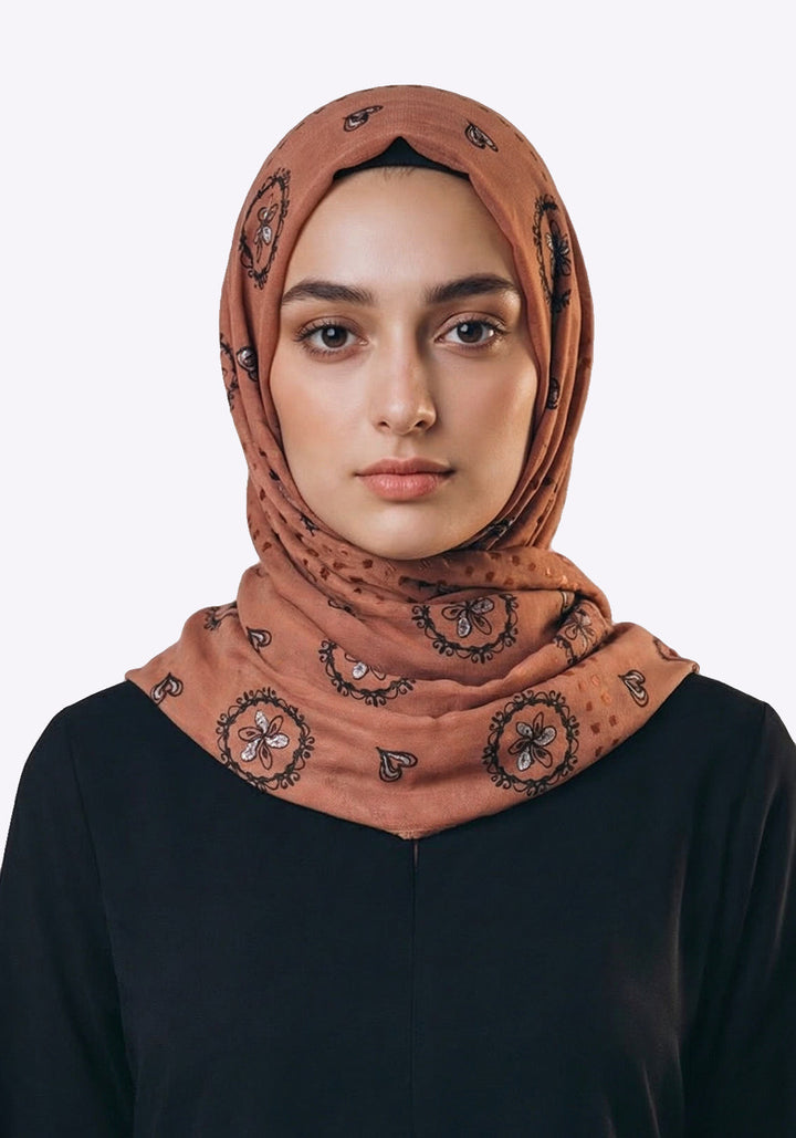 Elsa Turkish Linen HIjab - Redish Brown