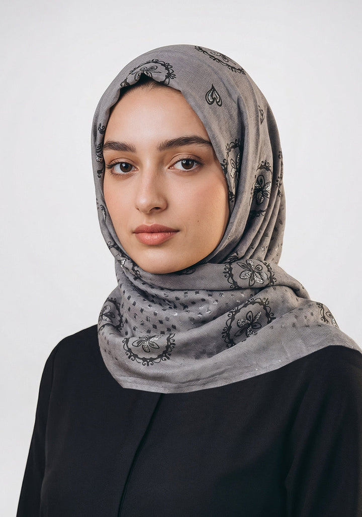 Elsa Turkish Linen HIjab - Grey