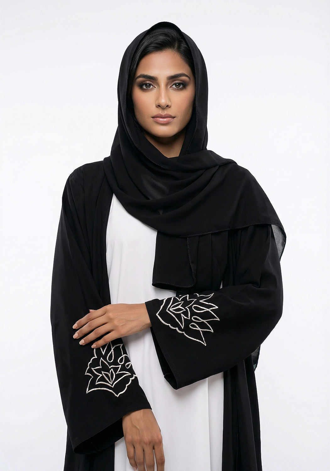 Double-Layer Abaya with White Malai Inner