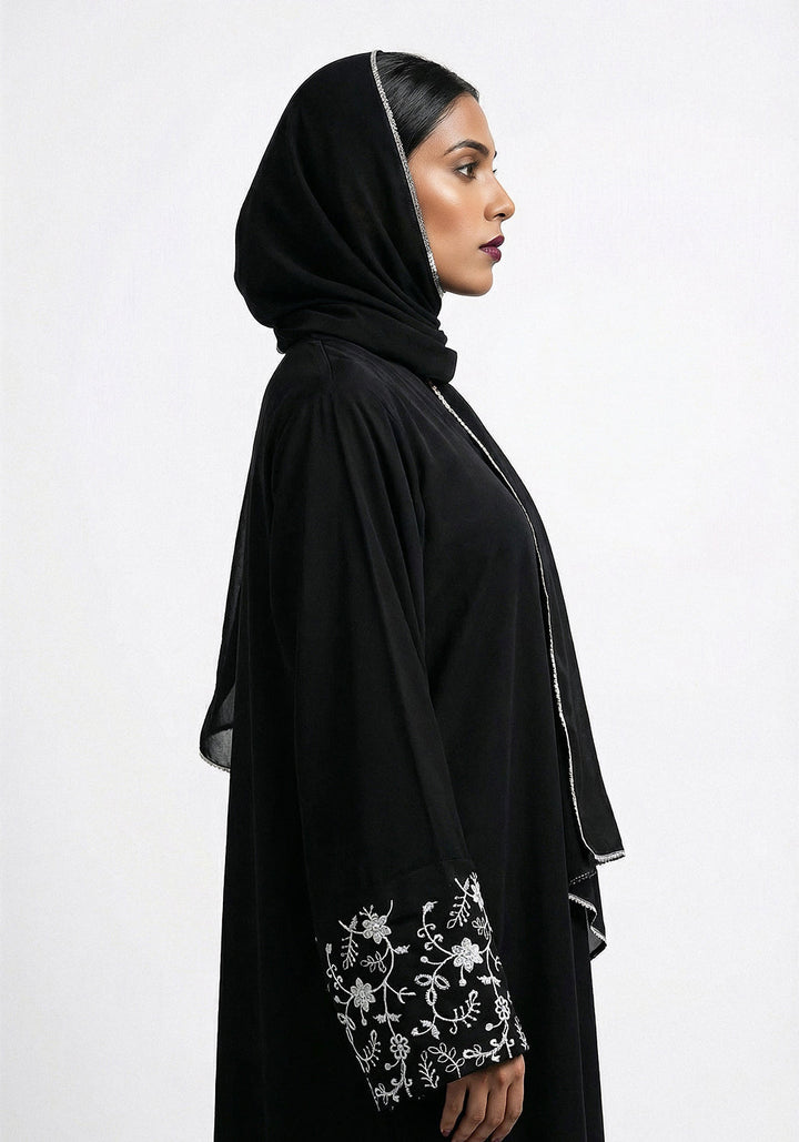 Black Sleeves Embroidery Abaya | The Classic Edits