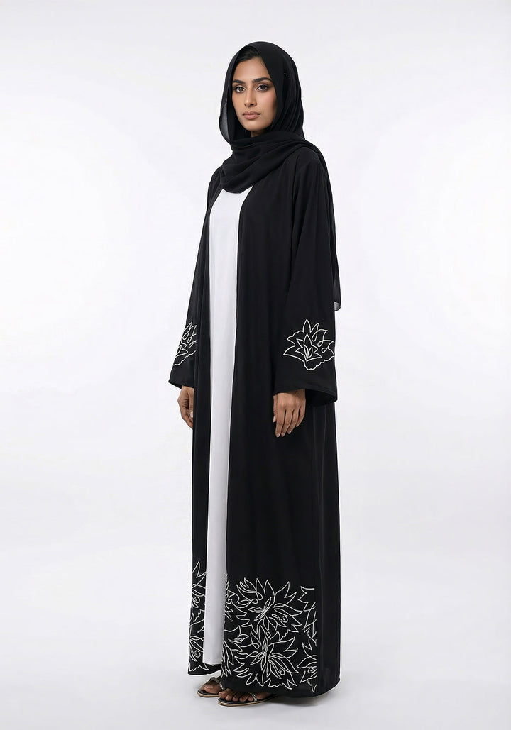 Double-Layer Abaya with White Malai Inner