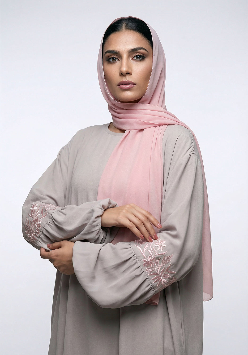 Silver Petal Abaya