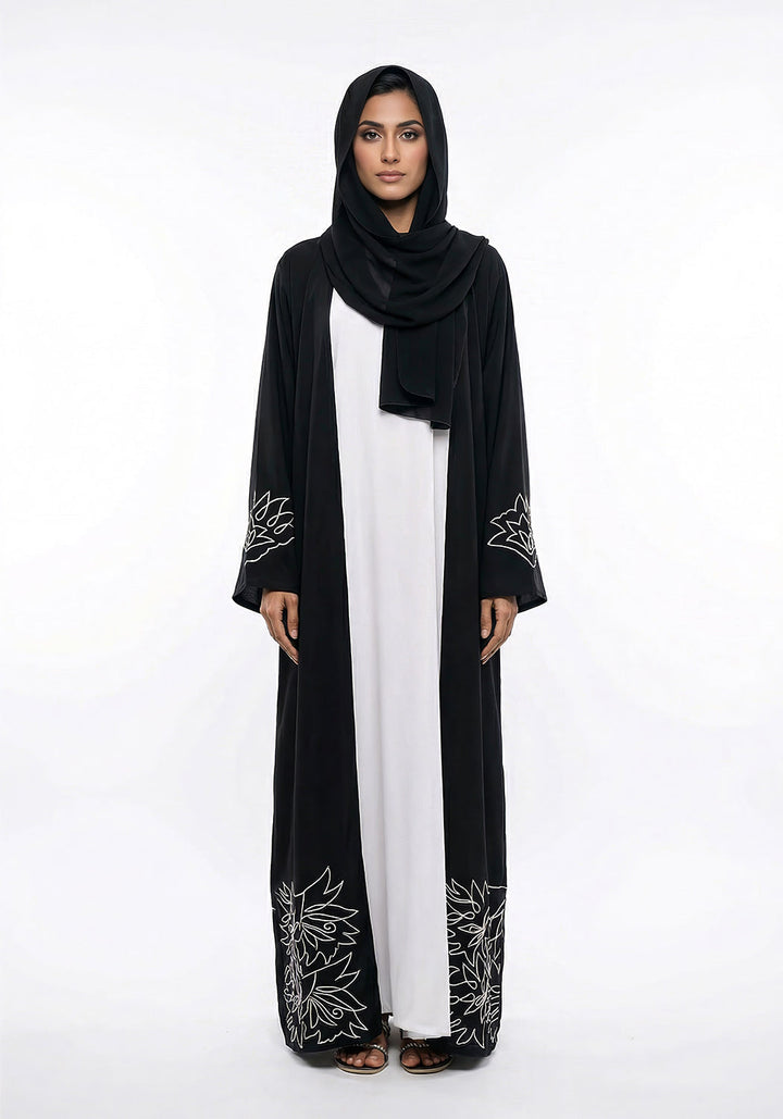 Double-Layer Abaya with White Malai Inner