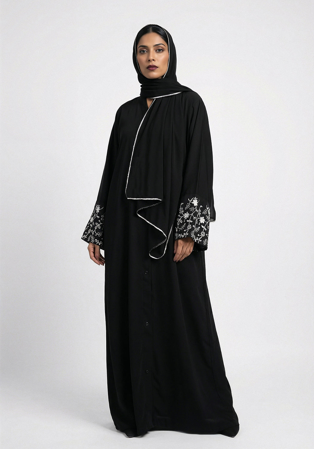Black Sleeves Embroidery Abaya | The Classic Edits