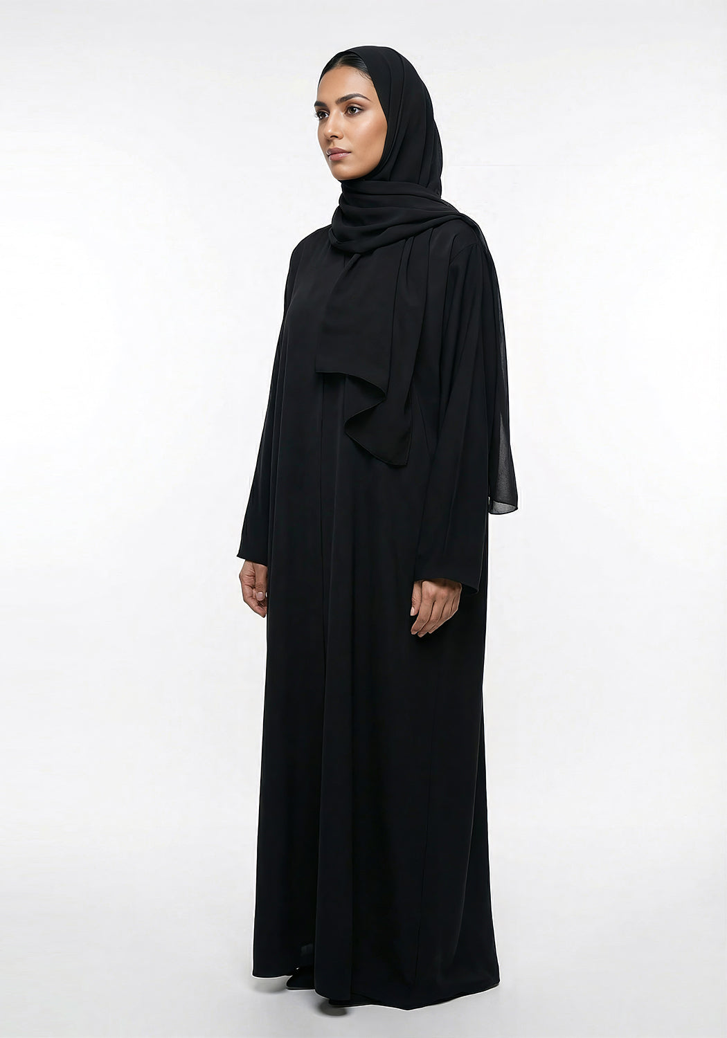 BLACK FRONT-OPEN ABAYA- Signature