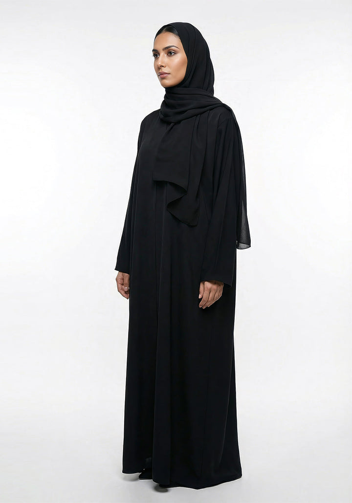 BLACK FRONT-OPEN ABAYA- Signature
