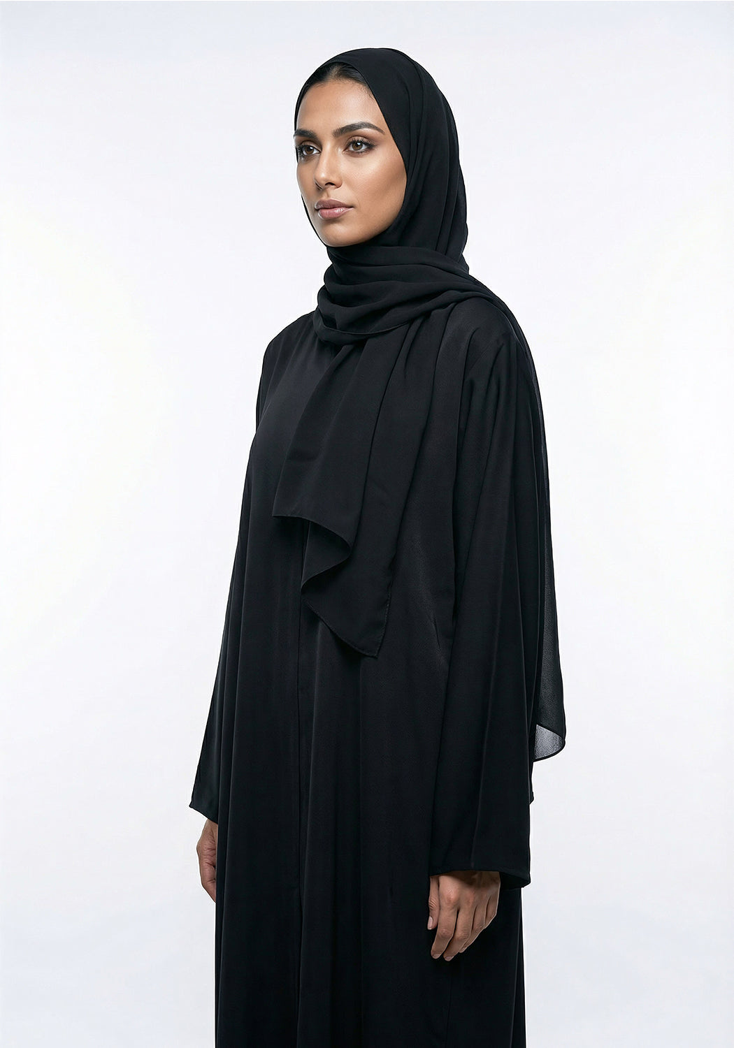 BLACK FRONT-OPEN ABAYA- Signature