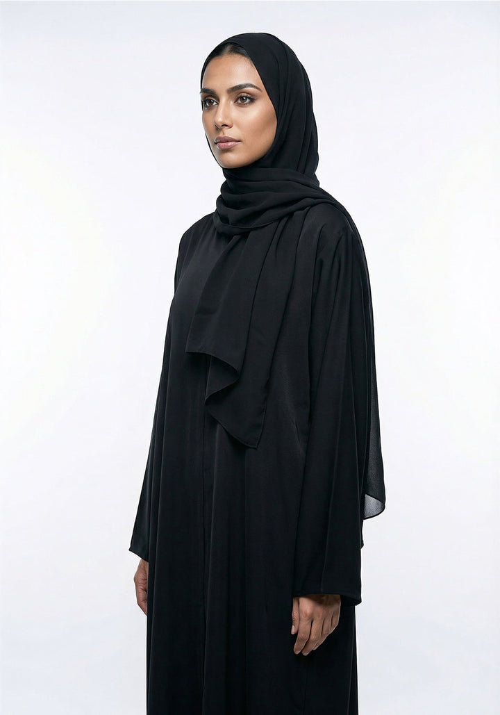 BLACK FRONT-OPEN ABAYA- Signature