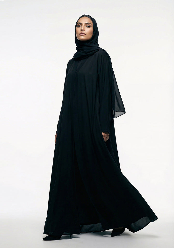 BLACK CLASSIC FRONT-CLOSED ABAYA