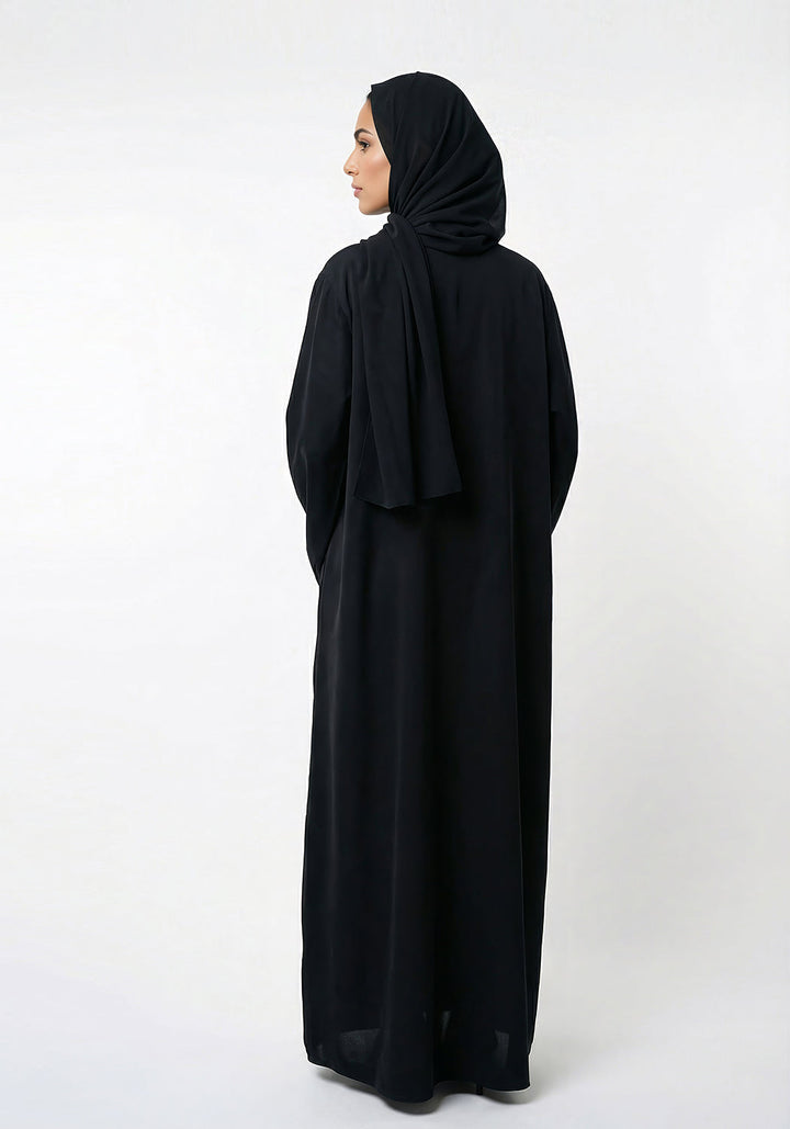 BLACK FRONT-OPEN ABAYA- Signature