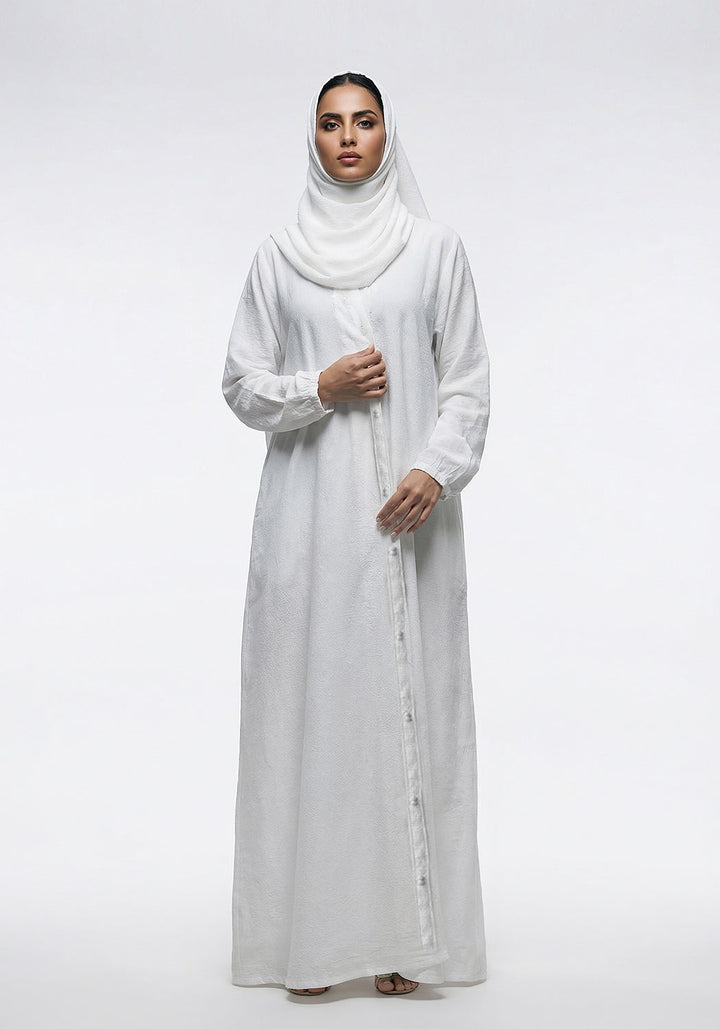 White Grace Button-Down Abaya - Signature