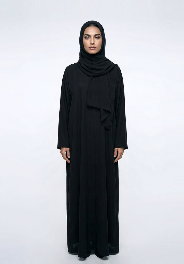 BLACK FRONT-OPEN ABAYA- Signature